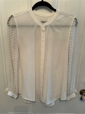 Rails Swiss Dot Sleeve Button-Front Blouse